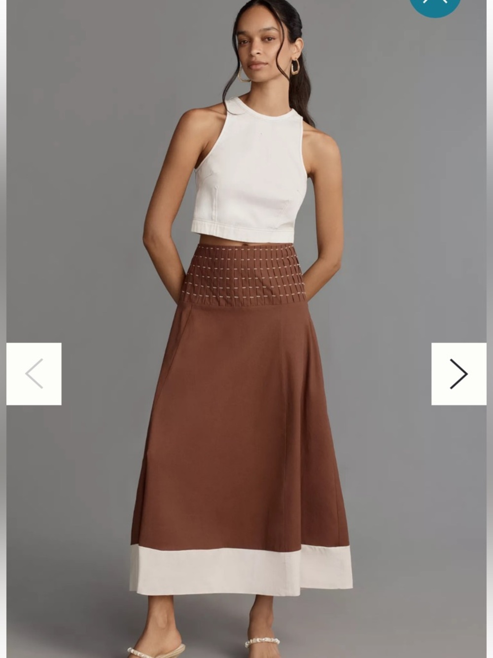 Anthropologie Brown Maxi Skirt with Cream Contrast Hem